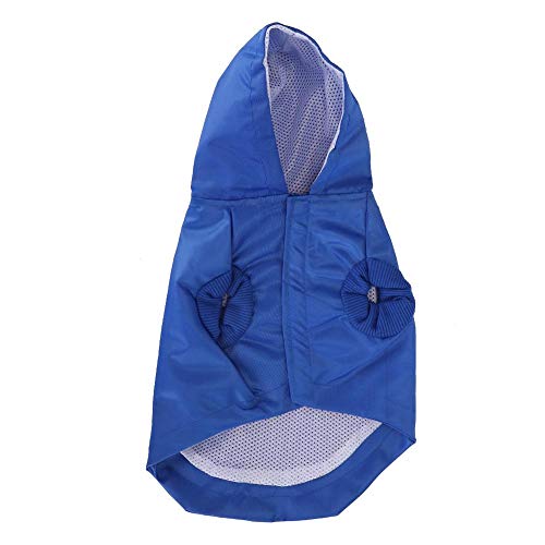 Chubasquero para Perros, Chubasquero para Perros de Moda con Capucha y Rayas Reflectantes Ropa Impermeable para Mascotas Ajustables Chaqueta Impermeable para Perros pequeños Gatos(M-Azul)