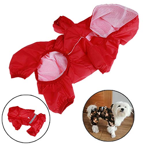 Chubasquero Perros,Moda Para Perros, Tiras Reflectantes, Mono Con Capucha, Impermeable Rojo, Impermeable, Impermeable, Perro, Capa A Prueba De Viento, Chaqueta De Ropa Duradera Para Perros Pequeños,