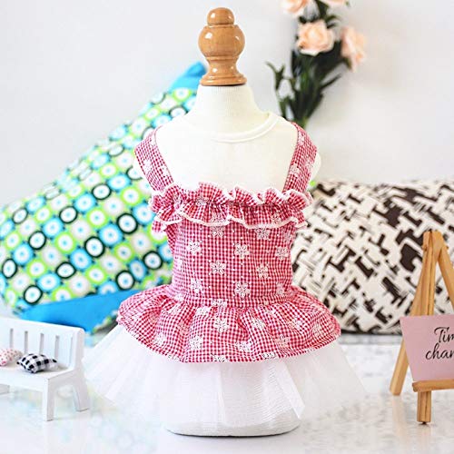 CIDCIJN Ropa para Mascotas,Pet Rosa Roja En La Ropa De Verano Perro Gato Princesa Vestidos De Boda para Perros Pequeños Chihuahua Shih Tzu Ropa Falda Traje De Mascotas,XL