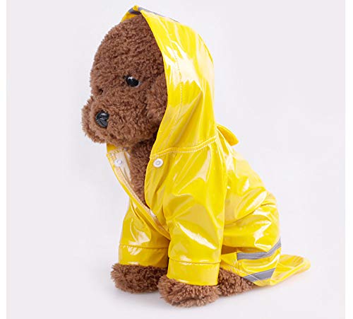 CIDCIJN Ropa para Mascotas,Piscina Cachorro Mascota Chubasquero Amarillo Hoody Chaquetas Impermeables PU Impermeable para Perros Gatos Prendas De Vestir Ropa Ropa para Perros,S