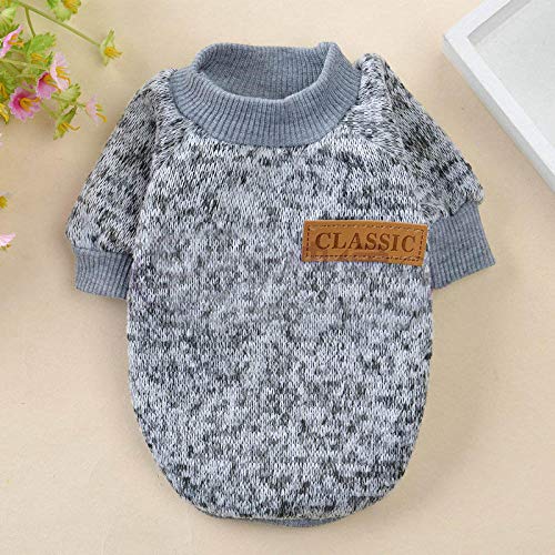 CLIN Suéter para mascotas Invierno cálido Ropa para mascotas para perros Gatos Yorkshire Shih Tzu Jerseys Cachorro Perro Gato Suéter Sudadera con capucha Ropa para mascotas Jumper honden trui-Grey XXL