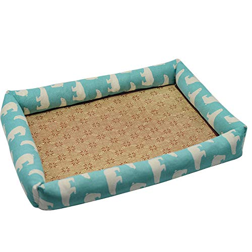 Colchón De Perro,Oso Polar Azul Claro Patrón Pad Pet Refrigeración En Verano Mat Camas Para Perros Esteras De Bambú Cama Refrigerador Moisture-Proof Transpirable Cojín Colchón Puppy Cama De Dor