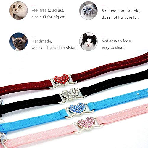 Collar de Gato con Campana y Colgante de Corazón de Cristal Brillante