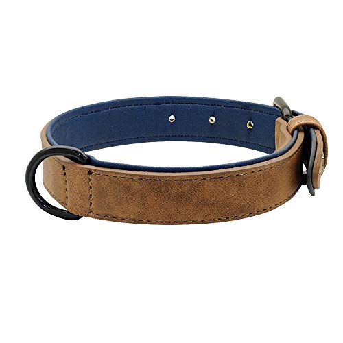 Collar De Perro,Cuello De Perro Suave Y Cómodo Ajustable para Mascotas Collar De Mascota De Cinta De Cuero Marrón Creativo para Perros Collar De Perro para Mascotas Pequeños,Medianos Y Grandes,CAC