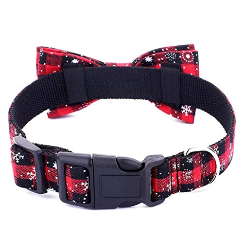 Collar navideño para perros de Navidad con pajarita - 100% algodón Diseño de nylon Collar para perros ajustable hecho a mano - Moda linda para perros pequeños medianos grandes