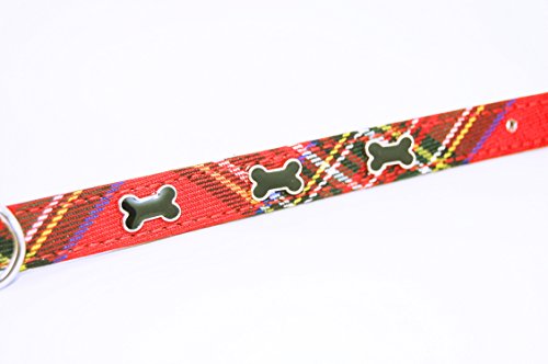 Collar pequeño de piel para perros Pet Palace® con diseño de tela escocesa, color azul, para «perrito escocés», para perros orgullosos de su patrimonio