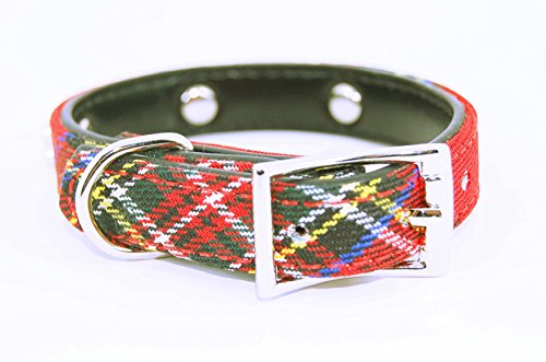 Collar pequeño de piel para perros Pet Palace® con diseño de tela escocesa, color azul, para «perrito escocés», para perros orgullosos de su patrimonio