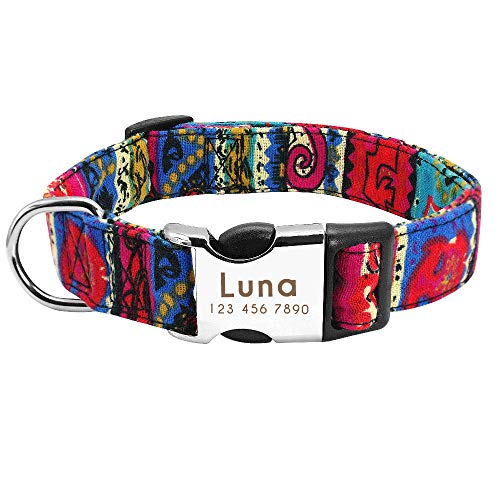 Collar personalizado para perros Collar personalizado para mascotas Collar personalizado de nylon Collares para perros Grabado Identificación del nombre para perros pequeños medianos grandes Pi