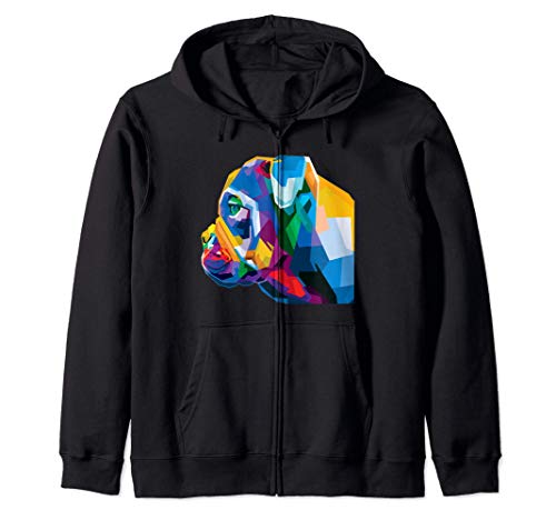 Colorido bulldog inglés Lindo perro geométrico estilo pop ar Sudadera con Capucha