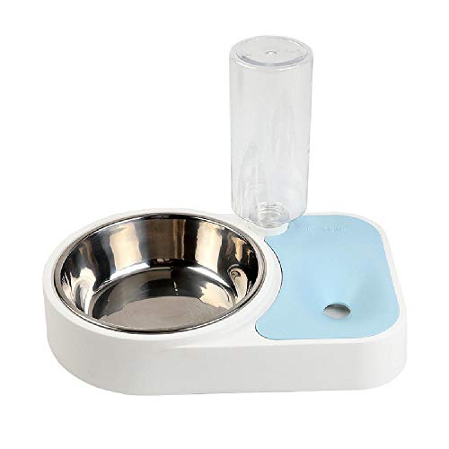 Comedero para Perro con Prueba de Humedad de la Boca, Doble Uso Comedero, Gato alimentador automático, Mascotas Doble Bowl, Cuenca automática Que Bebe, Durable y Resistente Bite, Blue