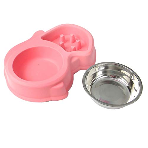 Comederos Doble Resina Anti-ácaros Cat Dog Pet Slow Food Tazones Cuencos de Doble Uso Acero Inoxidable Cat Dog Pet Agua y Alimentación Alimentación Tazones de riego Platos para Perros