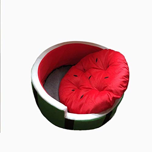 Cómodo Cama de la mascota Forma de la fruta Cama de la sandía, Four Seasons Universal, Nido de pájaro, Nido del animal doméstico, Arena de gato de la esponja, Perrera suave ( Size : M )