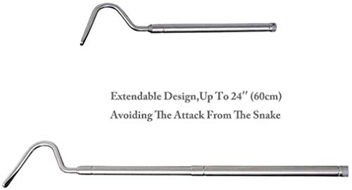 Con un agarre cerrado y cómodo en la herramienta de captura de serpiente, la serpiente ampliable estanque rastreador agarra el receptor de cascabel de ancho útil de manipulación de la mandíbula (68 cm