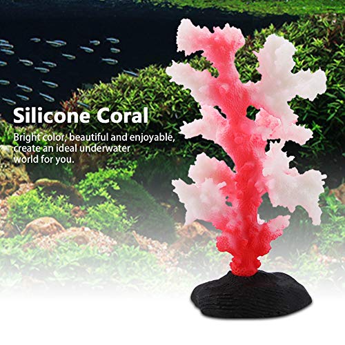 Coral artificial, planta de simulación Coral de silicona luminosa para acuarios Adorno de paisaje Decoración de acuario(rojo)