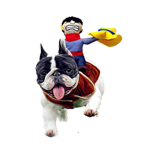 Cowboy Rider - Disfraz de Perro, Estilo Caballero con muñeca y Sombrero para Perro y Gato para Fiesta de Navidad Día de Acción de Gracias, Divertido paño para Mascotas (S M L XL)