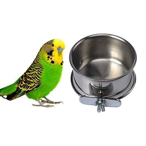 Cuenco de agua de acero inoxidable para mascotas, jaulas de pájaros, perro, gato, loro, pájaros, conejo, mascota