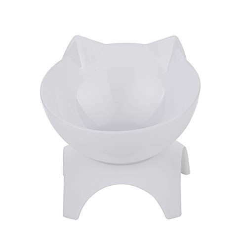 Cuenco doble para perro o gato, con soporte elevado, dispensador inclinado de 15°, cuencos razonables para reducir el estrés del cuello, la artritis o la espalda Sw