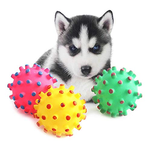 Cute Pet Supplies Pet Cat Juguetes de goma para perros Chew Thorn Ball Chirrido Sonido Puppy resistente a la mordedura Juguetes blandos para perros pequeños grandes, color aleatorio, diámetro 6.5cm