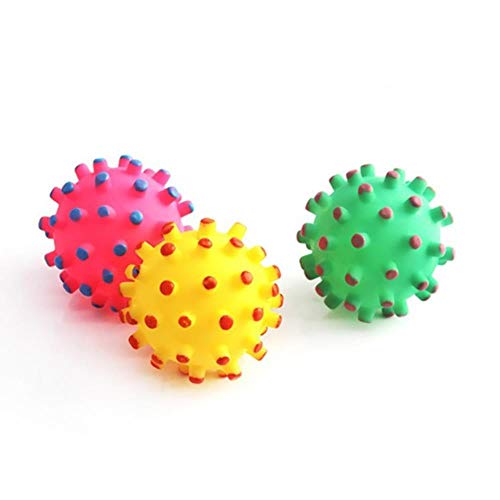 Cute Pet Supplies Pet Cat Juguetes de goma para perros Chew Thorn Ball Chirrido Sonido Puppy resistente a la mordedura Juguetes blandos para perros pequeños grandes, color aleatorio, diámetro 6.5cm