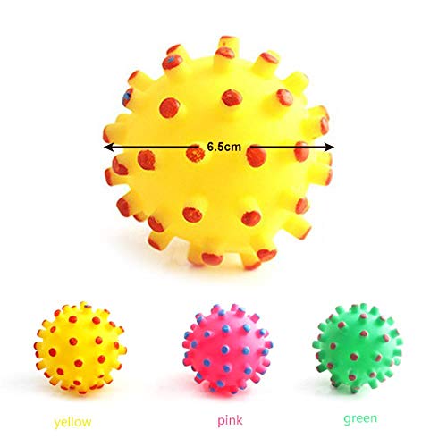 Cute Pet Supplies Pet Cat Juguetes de goma para perros Chew Thorn Ball Chirrido Sonido Puppy resistente a la mordedura Juguetes blandos para perros pequeños grandes, color aleatorio, diámetro 6.5cm