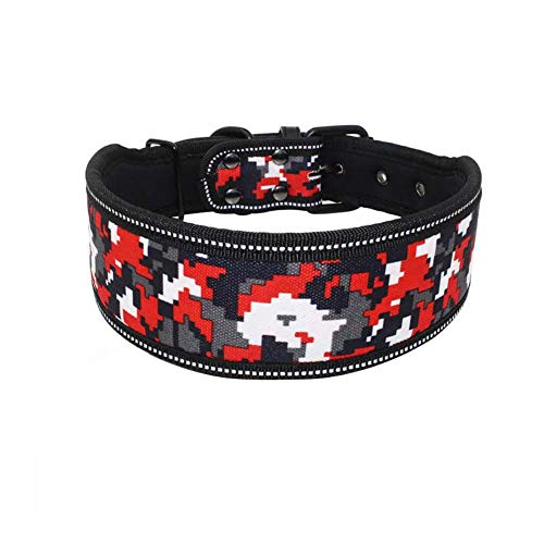 Da.Wa Collar para Perros Collar para Perros Collar para Perros Collar para Perros Collar Reflectante Ajustable Camuflaje Rojo Collar M Largo 56cm Ancho 5cm