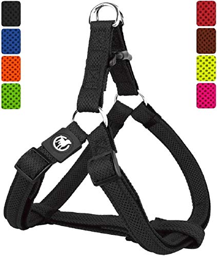 DDOXX Arnés Perro Step-In Air Mesh, Ajustable, Acolchado | Diferentes Colores & Tamaños | para Perros Pequeño, Mediano y Grande | Accesorios Gato Cachorro | Negro, M