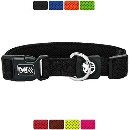 DDOXX Collar Perro Air Mesh, Ajustable, Acolchado | Diferentes Colores & Tamaños | para Perros Pequeño, Mediano y Grande | Collares Accesorios Gato Cachorro | Negro, L