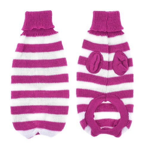 Deal MUX cálido Roll Cuello Blanco Fucsia Striped Jersey Chihuaha Dog Punto Ropa m