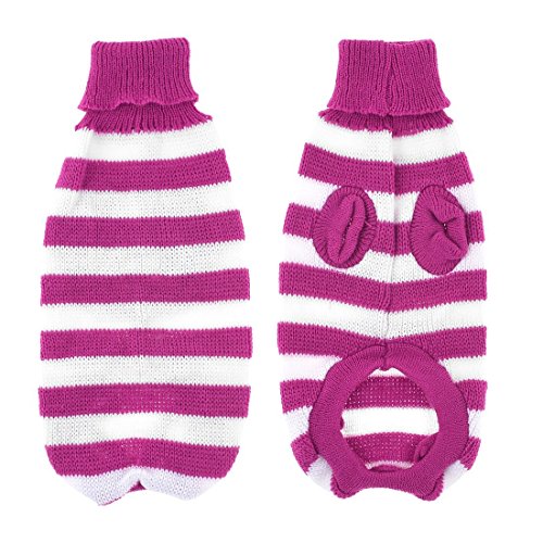 Deal MUX cálido Roll Cuello Blanco Fucsia Striped Jersey Chihuaha Dog Punto Ropa m