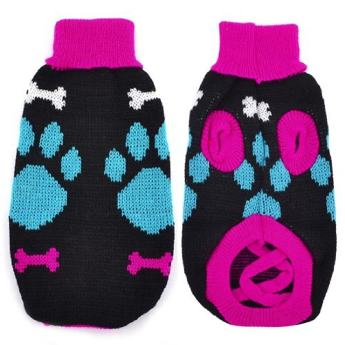 Deal MUX mascotas perro Chihuahua Azul Fucsia punto de huellas de impresión de jersey Ropa M