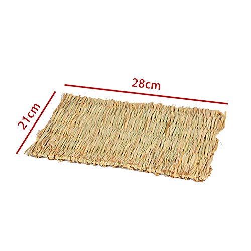 DEDC 4 pcs Alfombra de Hierba Tejida a Mano Natural, Cama de Juguete Masticable para Mascotas Pequeñas, Seguro y Comestible, para Indias, Conejos, Perros, Chinchillas y Hámster