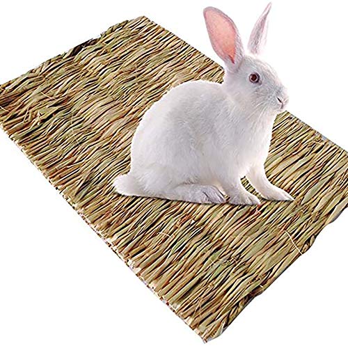 DEDC 4 pcs Alfombra de Hierba Tejida a Mano Natural, Cama de Juguete Masticable para Mascotas Pequeñas, Seguro y Comestible, para Indias, Conejos, Perros, Chinchillas y Hámster