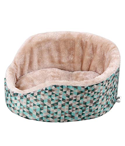 Dehner 4205167 Velvet - Cama para Animales pequeños, Aprox. 31 x 25 x 13 cm, Nailon/Felpa, Color Rosa/Turquesa/Gris.