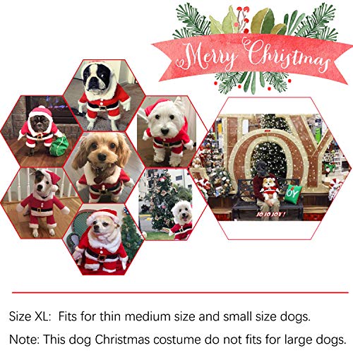 DELIFUR Trajes de Navidad para mascotas Traje de perro con gorra Traje de Santa Claus Sudaderas con capucha de perros Trajes de Navidad para gatos Traje de fiesta C¨¢lido en invierno