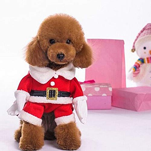 DELIFUR Trajes de Navidad para mascotas Traje de perro con gorra Traje de Santa Claus Sudaderas con capucha de perros Trajes de Navidad para gatos Traje de fiesta C¨¢lido en invierno