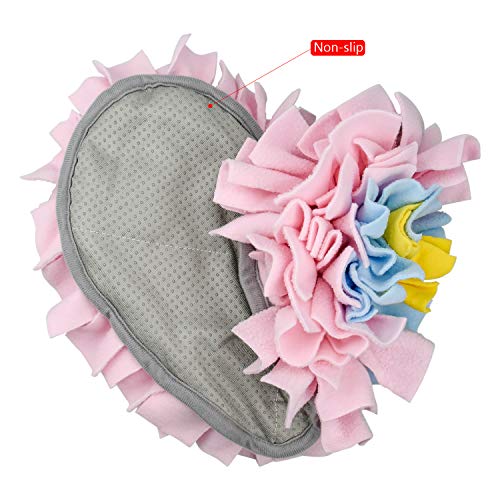 Demason Snuffle Mat para Perros(40 * 35cm), Alfombra de Entrenamiento de Mascotas, Manta Pequeña de Forma Corazón, Nariz, Jugquete Interactivo para Consumir Energía (Multi-Color)