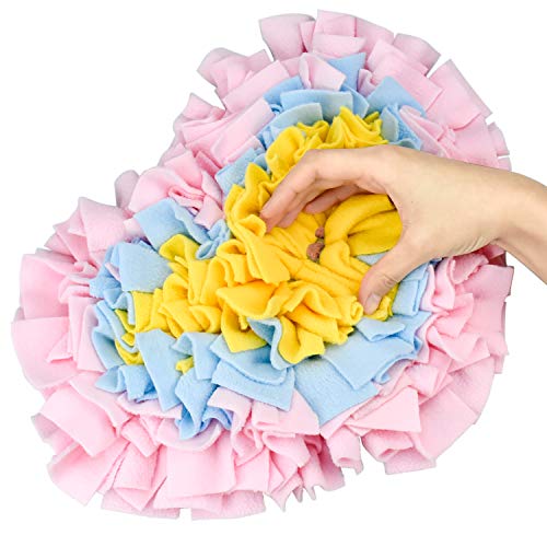 Demason Snuffle Mat para Perros(40 * 35cm), Alfombra de Entrenamiento de Mascotas, Manta Pequeña de Forma Corazón, Nariz, Jugquete Interactivo para Consumir Energía (Multi-Color)