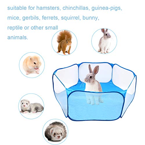 DERCLIVE Corralito Portátil Portátil Pop Abierto Interior/Exterior Pequeña Jaula de Animales Cerca de La Tienda para Hámster Chinchillas Y Cuyes Azul