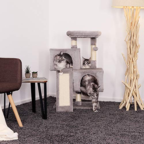 Dibea Árbol rascador Árbol Escalador Árbol rascador Gatos Árbol para Gatos Altura 90 cm Color Gris Claro