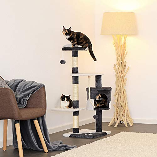 dibea Árbol rascador para Gatos, 112 cm (Gris/Blanco)