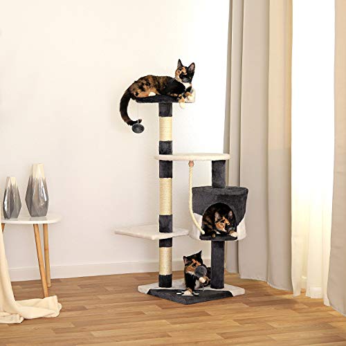 dibea Árbol rascador para Gatos, 112 cm (Gris/Blanco)