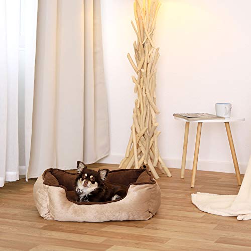 Dibea Cama Perros 2 en 1 cojín Perros sofá Perros (S) 60 x 50 cm marrón/Beige