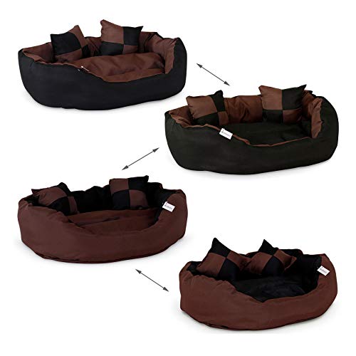 Dibea DB001, Cama para Perros (en Tejido Oxford) (65x50x20 cm, Dimensiones Exteriores, Negro/marrón)