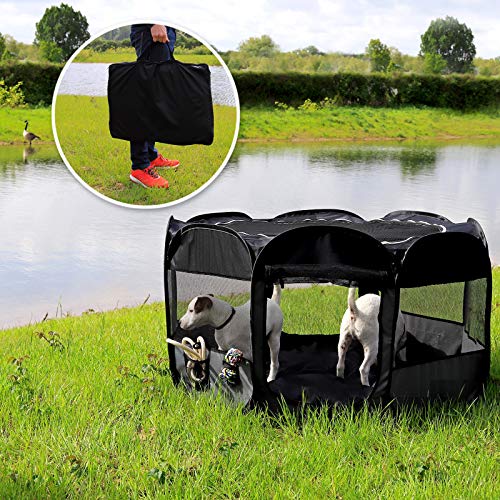 Dibea Pp00256 - Parque para Cachorros y Mascotas, Plegable, para Interior y Exterior, Color Negro/Gris