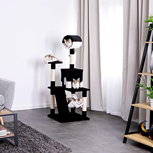 dibea Rascador para Gatos Árbol Escalador arañar Juguete para Mascotas (Negro/Blanco)