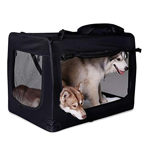 dibea Transportín para Perros Bolsa transportín para Perros Transportín Plegable Autobox Bolsa para Animales pequeños (90x61x65 cm (XXL), Negro)