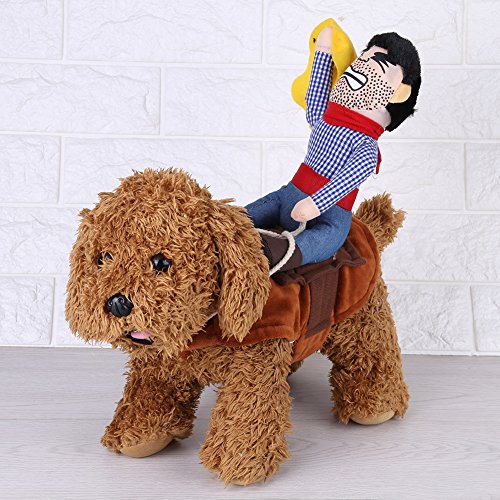 Disfraces de Perro Mascota Disfraz de Jinete de Vaquero Divertido Disfraz de Jinete de Perro con Ropa de Muñeco y Sombrero para Fiesta Halloween Cosplay(XL)