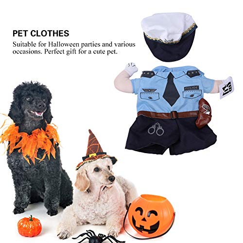 Disfraz de policía para Mascotas Disfraz de Perro Gato Mascota Halloween Navidad Cosplay Prop Vestir Ropa de Fiesta Patrón de Disfraz de Corredor Mascota Ambos pies Ropa de Carrera Loca(L)