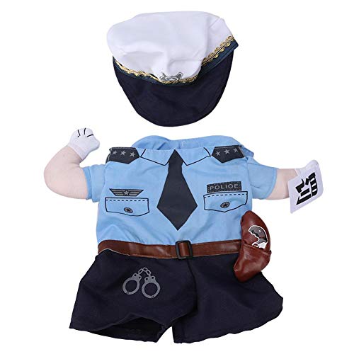 Disfraz de policía para Mascotas Disfraz de Perro Gato Mascota Halloween Navidad Cosplay Prop Vestir Ropa de Fiesta Patrón de Disfraz de Corredor Mascota Ambos pies Ropa de Carrera Loca(L)