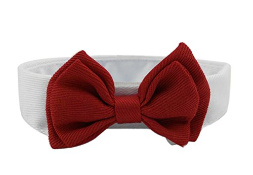 Diyafas 2 x Corbata de Mascota Collar Ajustable de Algodón Pajarita Roja Formal Bowknot para Pequeño Gato Perro Perrito